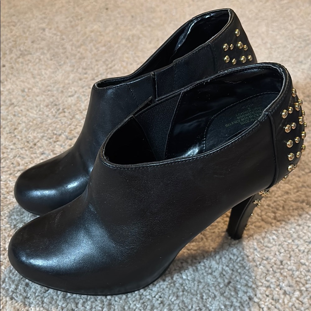 Elegant Black Studded Ankle Booties